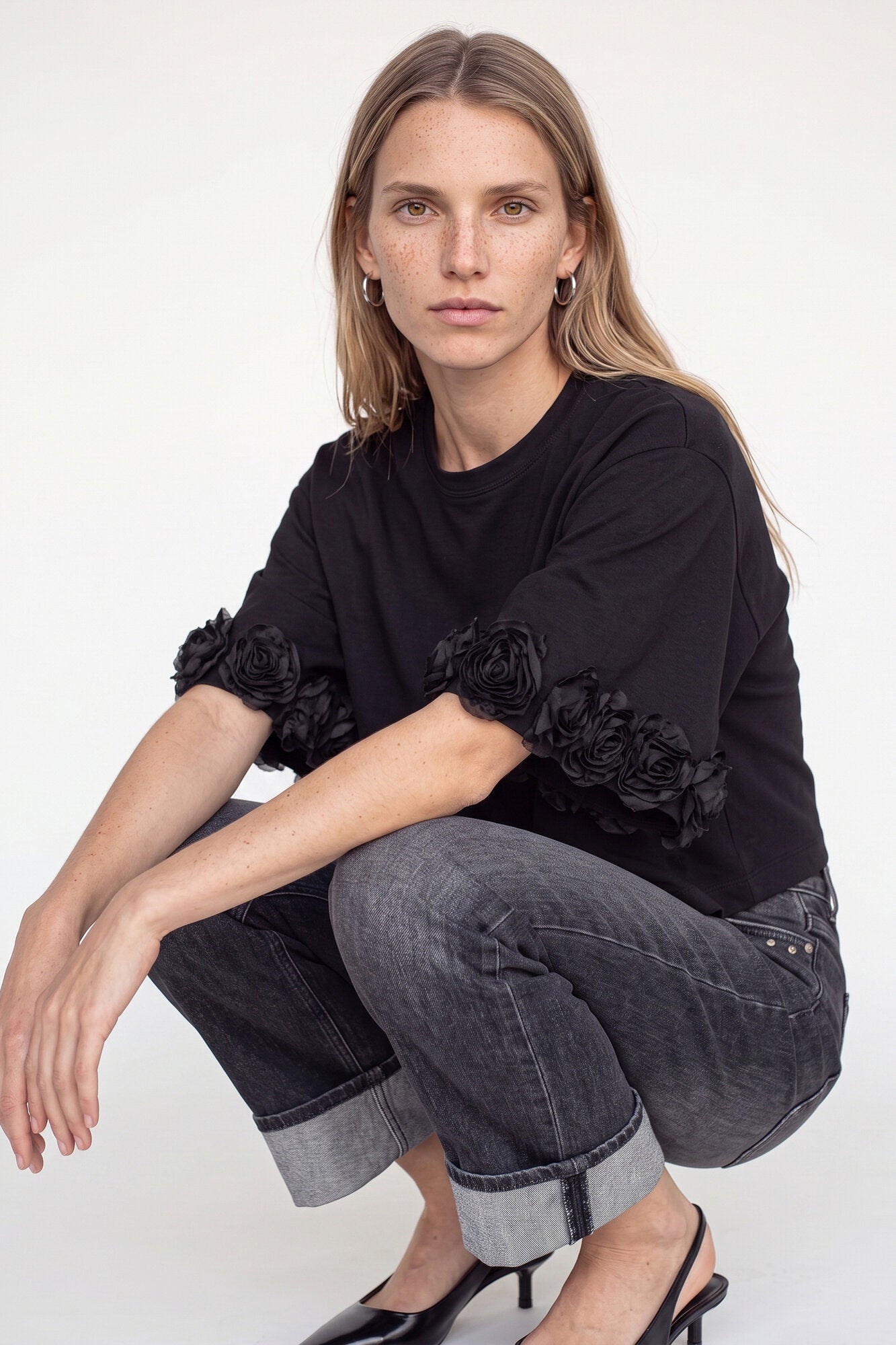 Rosette kortærmet t-shirt – sort